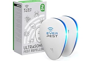 EVER PEST Ultrasonic Pest Control Repeller - Repel Rodents, Ants, Cockroaches Get Rid, Bed Bugs, Mosquitos, Flies, Spiders, Squirrel Bats - Eco-Friendly Safe for Humans - 2 Pack