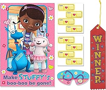 Amazon Doc Mcstuffins Pin The Tail On The Donkey Style パーティーゲーム 目隠し ステッカー付き プラス初勝リボン Doc Mcstuffins ホーム キッチン 通販