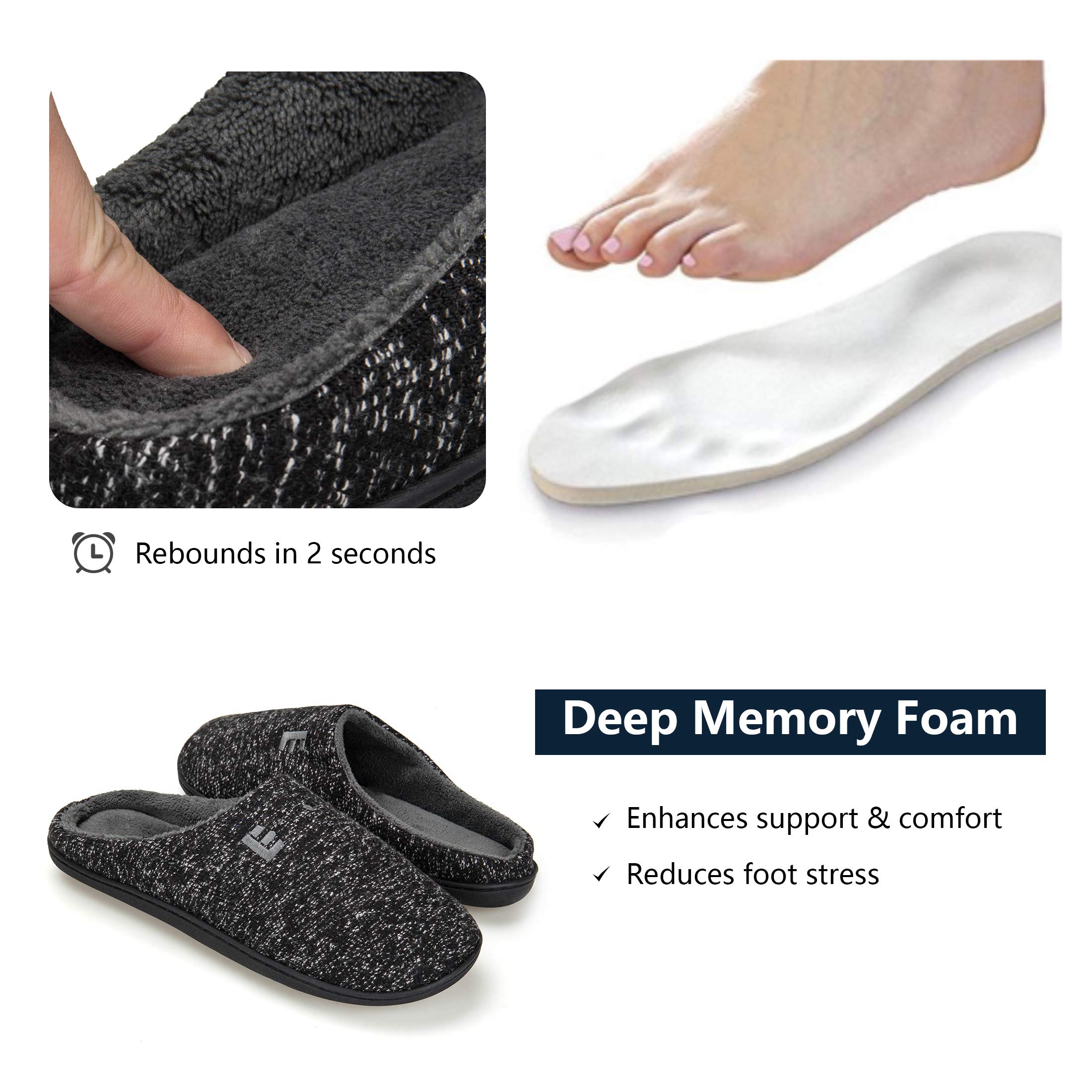 EAST LANDER Men’s Memory Foam House Slippers Soft Sole Anti-Slip Slippers Indoor Shoes ELMT003-M1-L