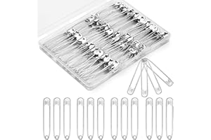 Mnuizu 2.2inch/55mm Safety Pins Bulk, 100Pcs Heavy Duty Large Safety Pins for Clothes, Jewelry Making, Sewing Craft