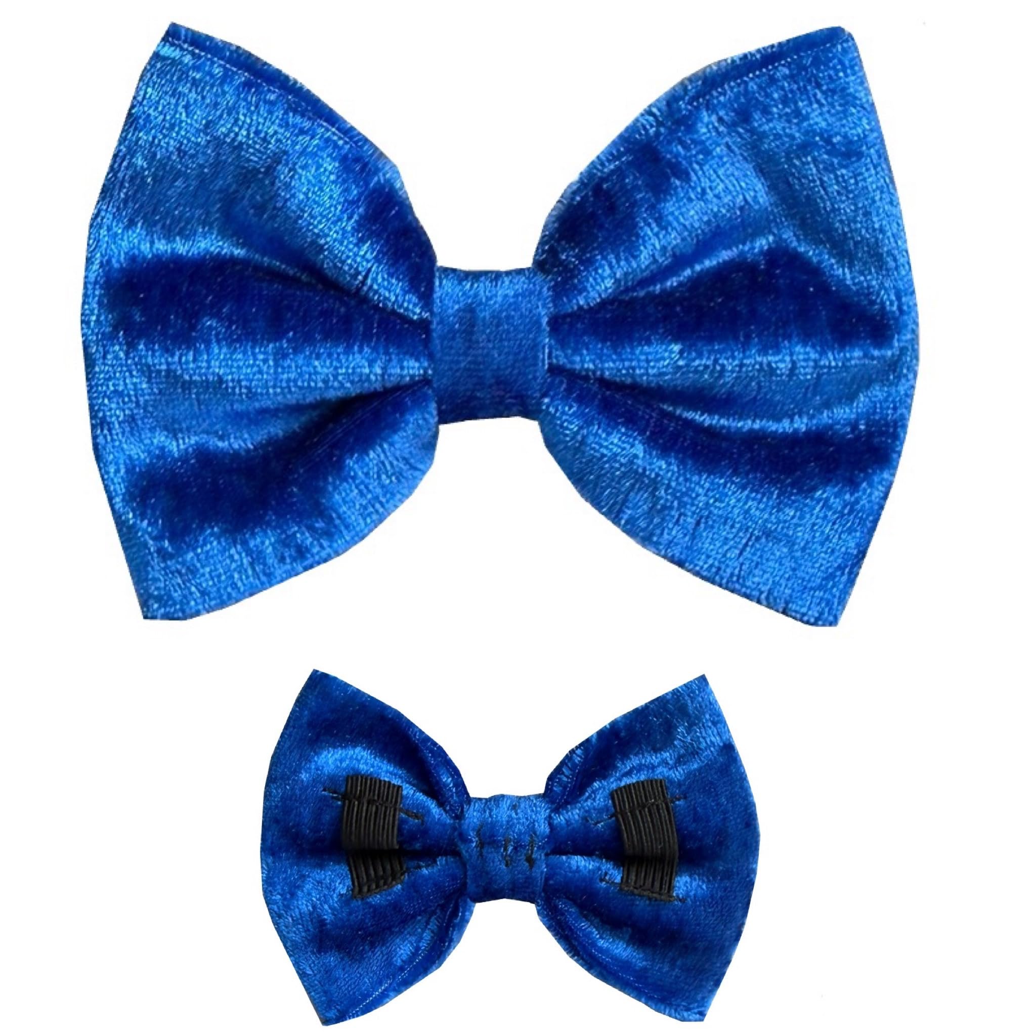 New Dogs Bow Tie Valentine's Day Velvet red LOVE Elastic Band attach COLLAR ACCESSORY Handmade UK (Large Velvet Blue)