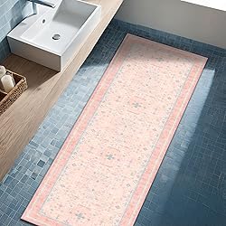 Washable Pink Hallway Runner Rug, 2x6 Area Rugs for
