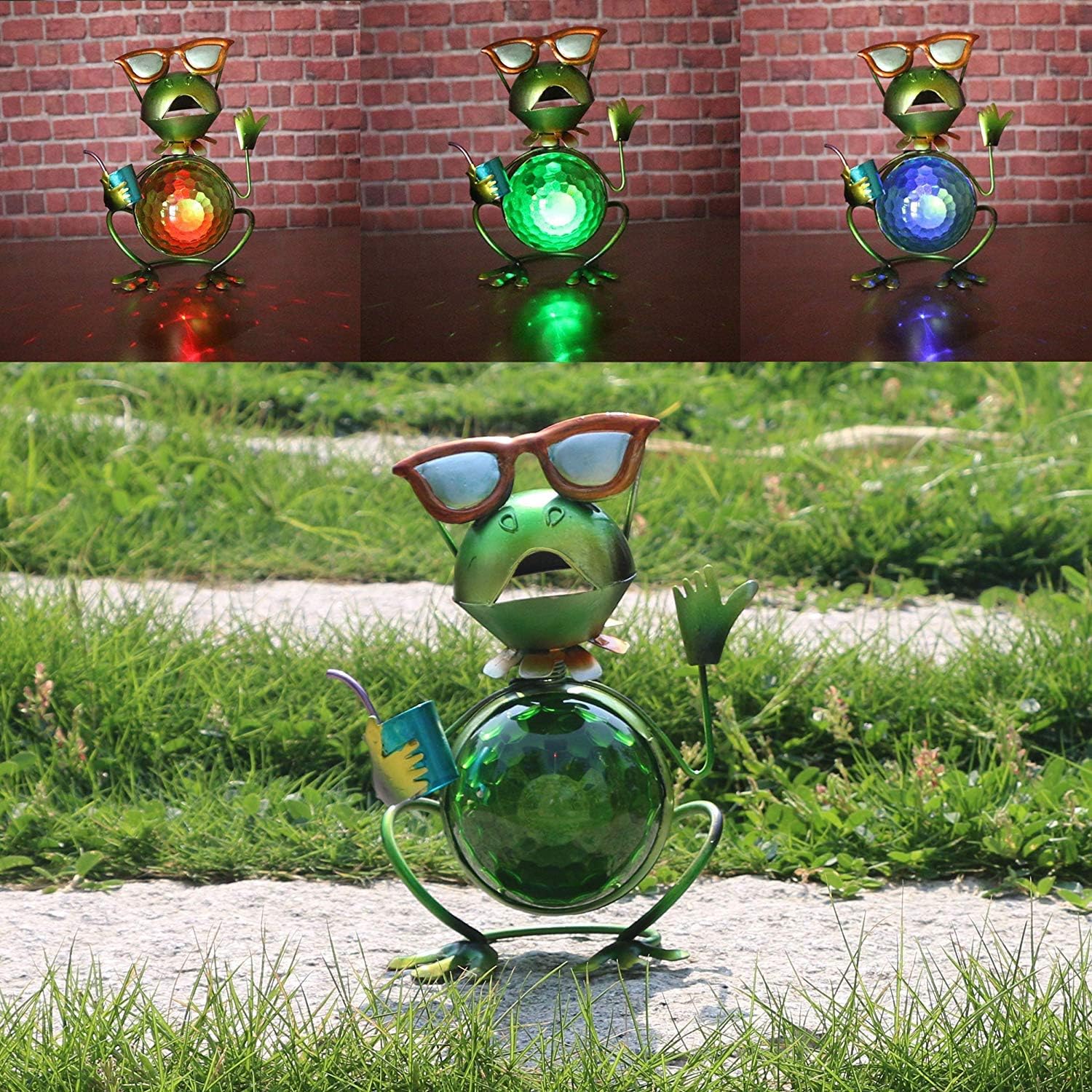 WDIAN Solar Animal Lights, Metal Frog Seven Color