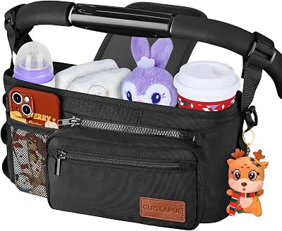 Guiseapue Pram Organiser Bag with Cup Holder Large Capacity