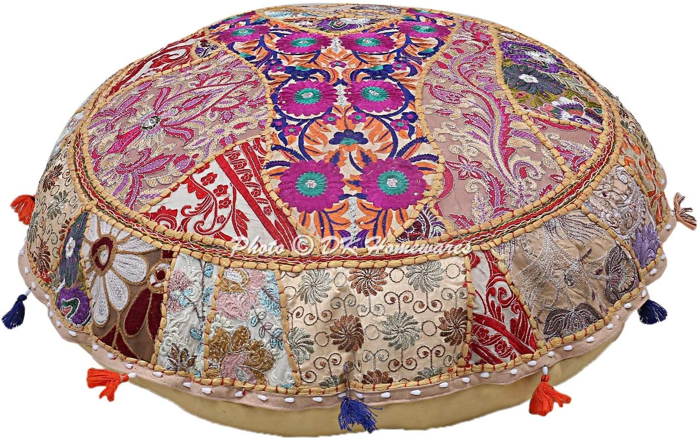 Dk Homewares Round Bohemian Floor Cushions For Adults Dark Blue 32