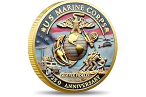 SNKVAUP USMC 250th Anniversary Challenge Coin (1.57 Inch) – Double-Sided Collectible Military Coin for Veterans, Active Duty & Marine Corps Enthusiasts VANKAI (1PCS)