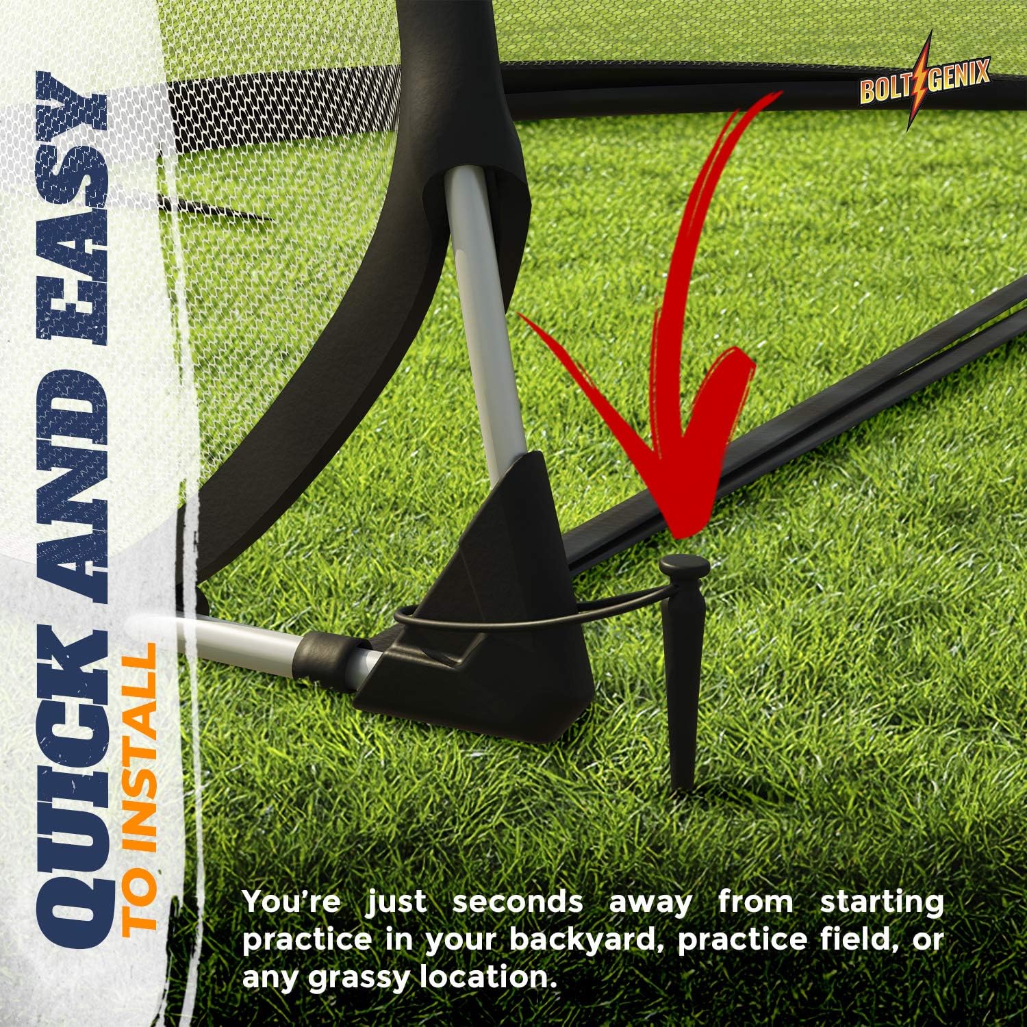 Bolt Genix Small Portable Soccer Goals - Pop Up Goals Set of 2 | Made for Toddlers, Teenagers and Pros | Works on Concrete, Carpet, Grass, Sand, and Turf | All Weather Durability - Easily Pack and Store : Sports & Outdoors