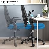 Blisswood Office Desk Chair Blue Black Mesh Chair 360° Tilt Lumbar Support view 4