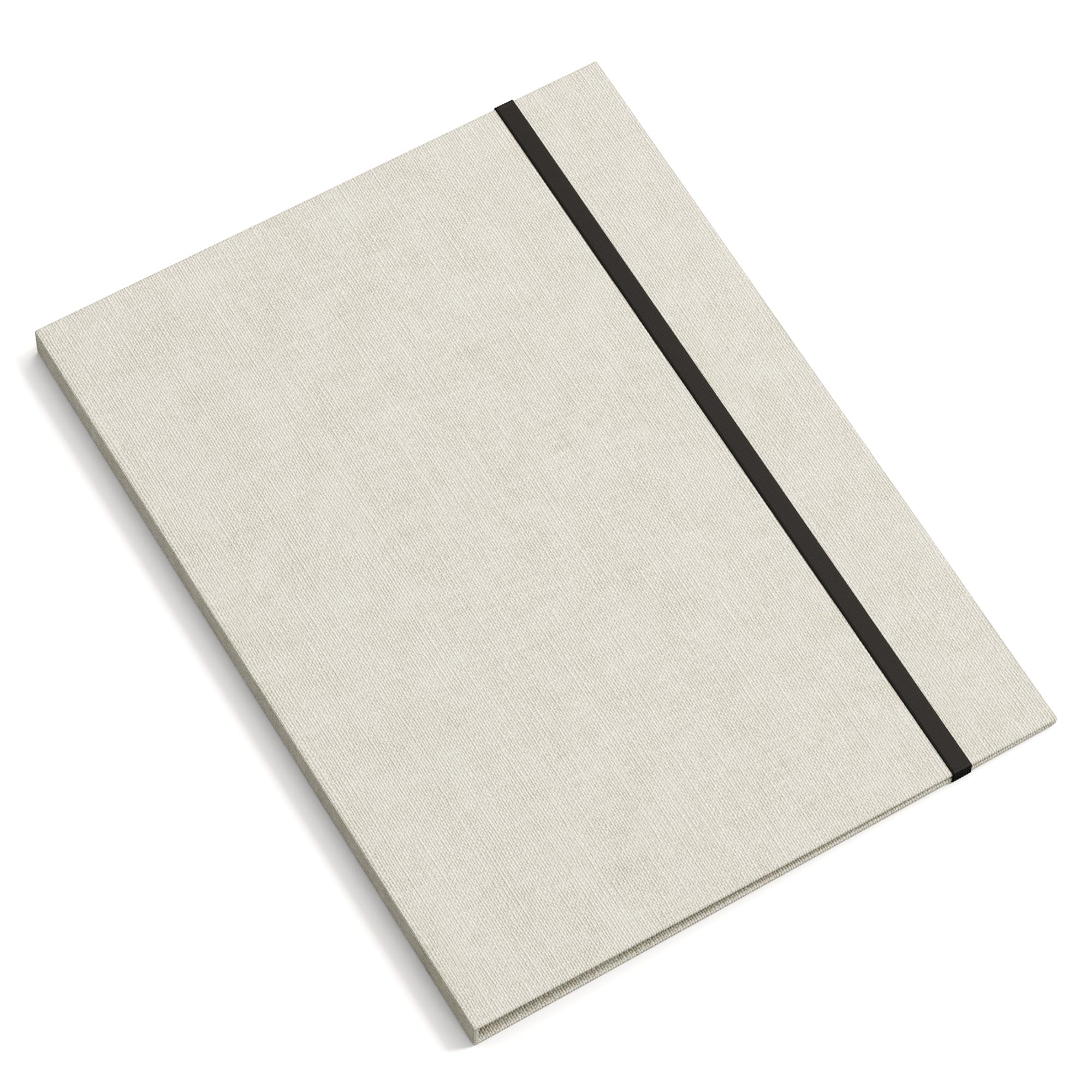 Bigso Box of Sweden A4 Portfolio Folder with Elastic Straps - Document Organiser in Fibreboard and Linen Effect Paper - A4 Folder for Documents, Files and Loose Papers etc. - Beige