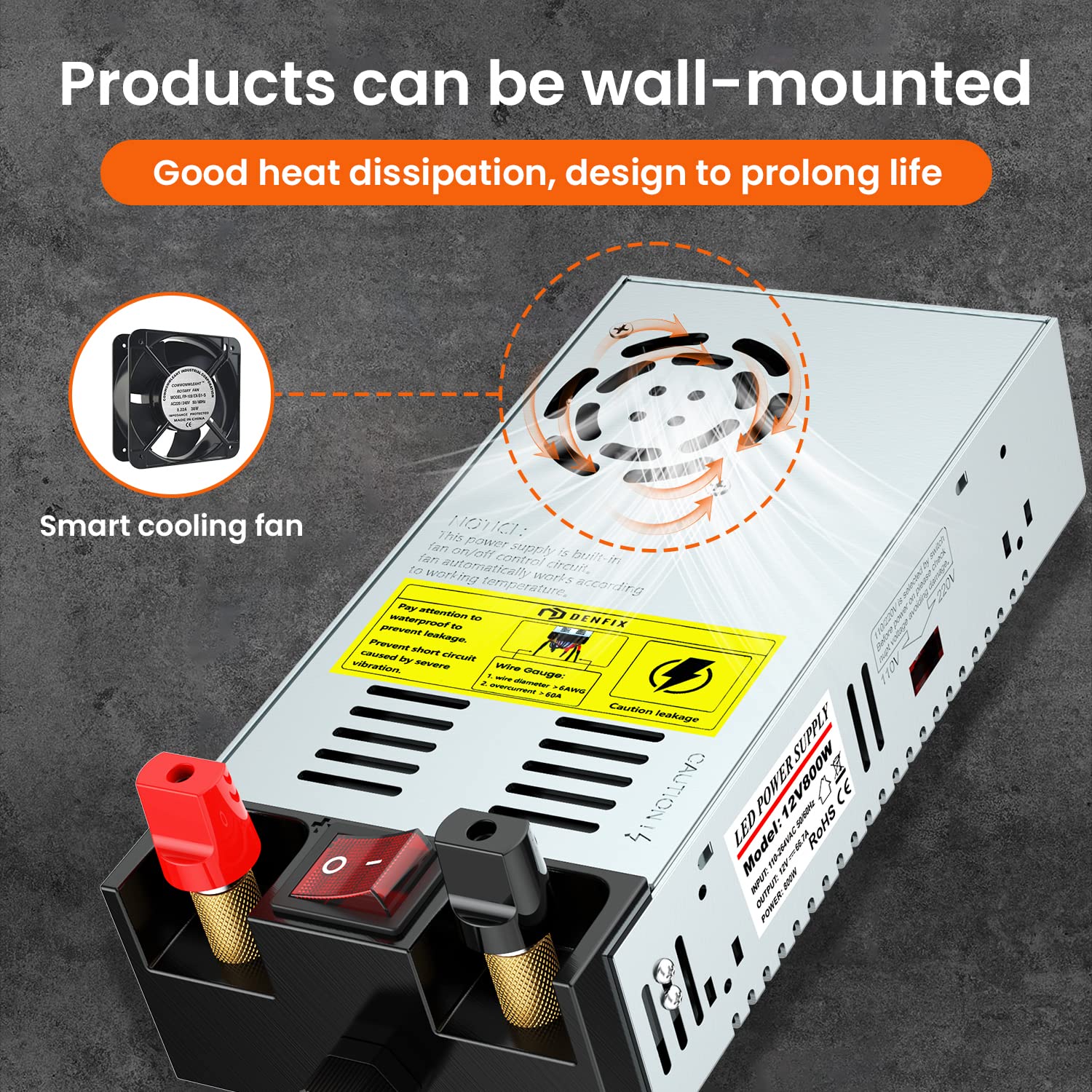 DENFIX Denfix SMPS 110V AC to 12V DC Converter Power Supply Adapter Switch Transformer Max 50A 600W (with Switch)
