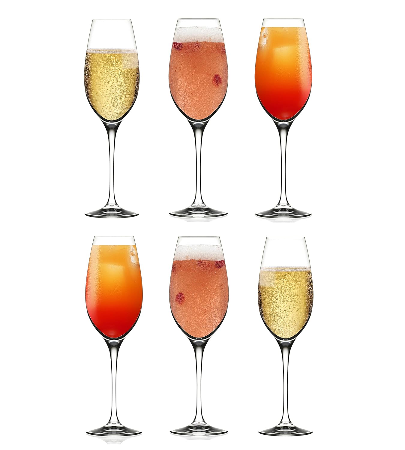 29cl Set of 6 Fine Crystal Champagne/Sparkling Wine Tasting Glasses