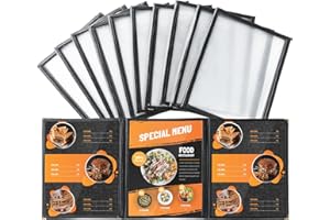 MAOPINER Set of 10 Menu Covers 8.5 x 11 | Restaurant Recipe Menu Covers, Best Menu Books and Restaurant Supplies for Kitchen,