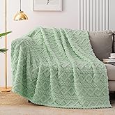 Whale Flotilla Breathable Fleece Throw Blanket for Couch Sofa(50x70 Inch), Super Soft Fuzzy Blankets for All Season, Lightweight and Fluffy, Light Green(Vintage)