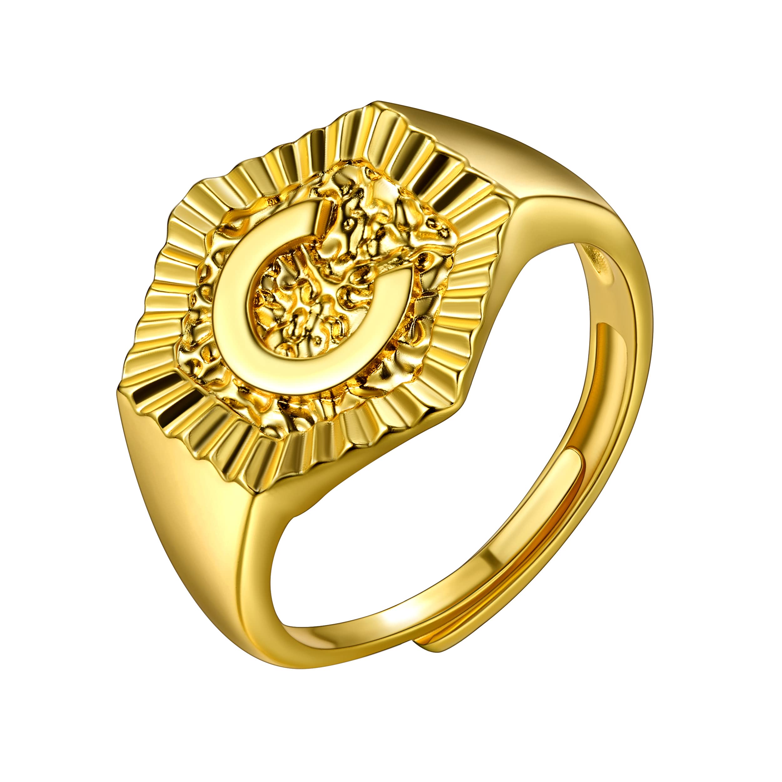 U7 Initial C Ring for Women 18K Gold Plated
