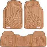 Motor Trend FlexTough Performance All Weather Rubber Car Floor Mats - 3 Piece Floor Mats Automotive Liners for Cars Truck SUV, Heavy-Duty Waterproof (Beige)