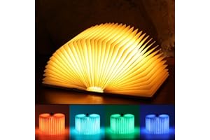 ZBOLE Unique Gifts for Book Lovers Women, 12 Colors Portable Book Lamp with Remote, Folding Book Light, Lovely Gift for Christmas, Birthday, Back to School & Bookshelf & Home Decor (Walnut)