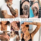 BASIFA 77 Sheets Temporary Tattoos for Women Men Realistic Lion Wolf Owl Snake view 4