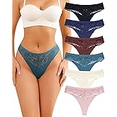 LEVAO Lace Thongs for Women Low Waisted Underwear No Show G-String Panties Multipacks S-XXL