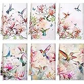 Bencailor 6 Pack Decorative Kitchen Towels Sets Hand Dish Towels Farmhouse Funny Southwest Aztec Rose Design Bathroom Tea Cloth for Home Supplies 16" x 24"(Bright Color,Hummingbird)