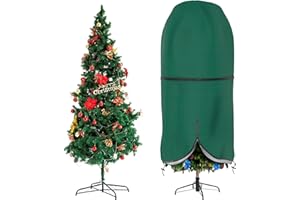 DUDSOEHO Christmas Tree Cover with Adjustable Straps, Upright Xmas Tree Storage Bag with Zipper & Drawstring for up to 9 Foot Artificial Tree Standing with Ornaments, Waterproof, Dustproof