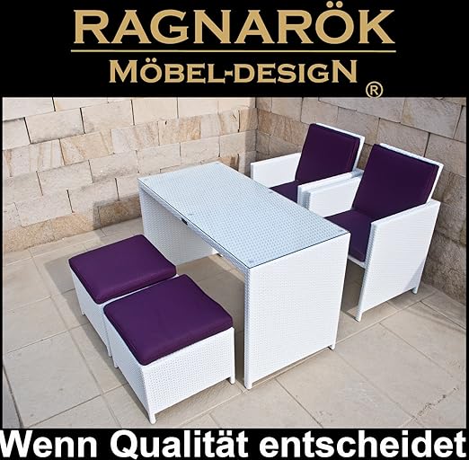 Ragnarök-Möbeldesign PolyRattan Gartenmöbel DEUTSCHE Marke - EIGNENE Produktion - 8 Jahre GARANTIE auf UV-Beständigkeit Garte