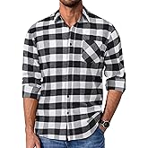 COOFANDY Mens Flannel Shirts Long Sleeve Plaid Button Down Shirt Casual Cotton Shirt with Pocket