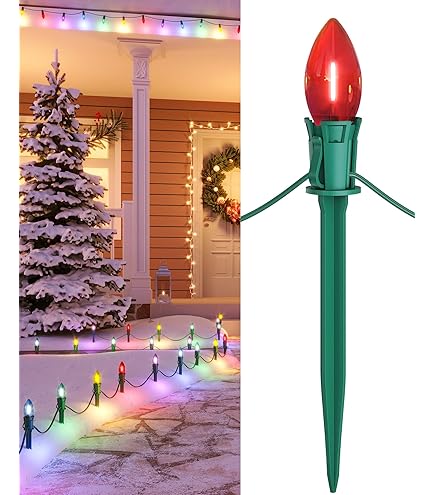 C9 LED Christmas Lights Outdoor with stakes, 25.7ft 20 LED