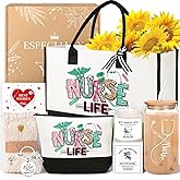 Nurse Gifts for Women 2025, Nurse Appreciation Gifts Nurses Week Set, Nursing Student Graduation Birthday Gift Baskets, Funny Nurses Canvas Tote Bag Tumbler Keychain Socks Thank You Gift for Women