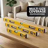 ZENO Spirit Level 3 Set 300mm 600mm 1000mm Magnetic Shock Proof Yellow Black view 3