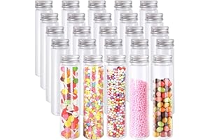 JNNZZGGU 25 Pcs 80ml Test Tubes,Clear Clear Plastic Test Tubes with Caps for Candy,Bath Salts,Spices,Dried Flowers and Party Decor