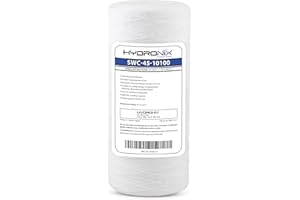 Hydronix SWC-45-10100 Universal Whole House Sediment String Wound Water Filter Cartridge 4.5" x 10" - 100 Micron