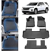 Sunsdrew All-Weather Floor Mats for 2018-2023 Chevrolet Chevy Traverse 8 Seats,Waterproof TPE Floor Liners Car Mats for Traverse Accessories Odorless Black