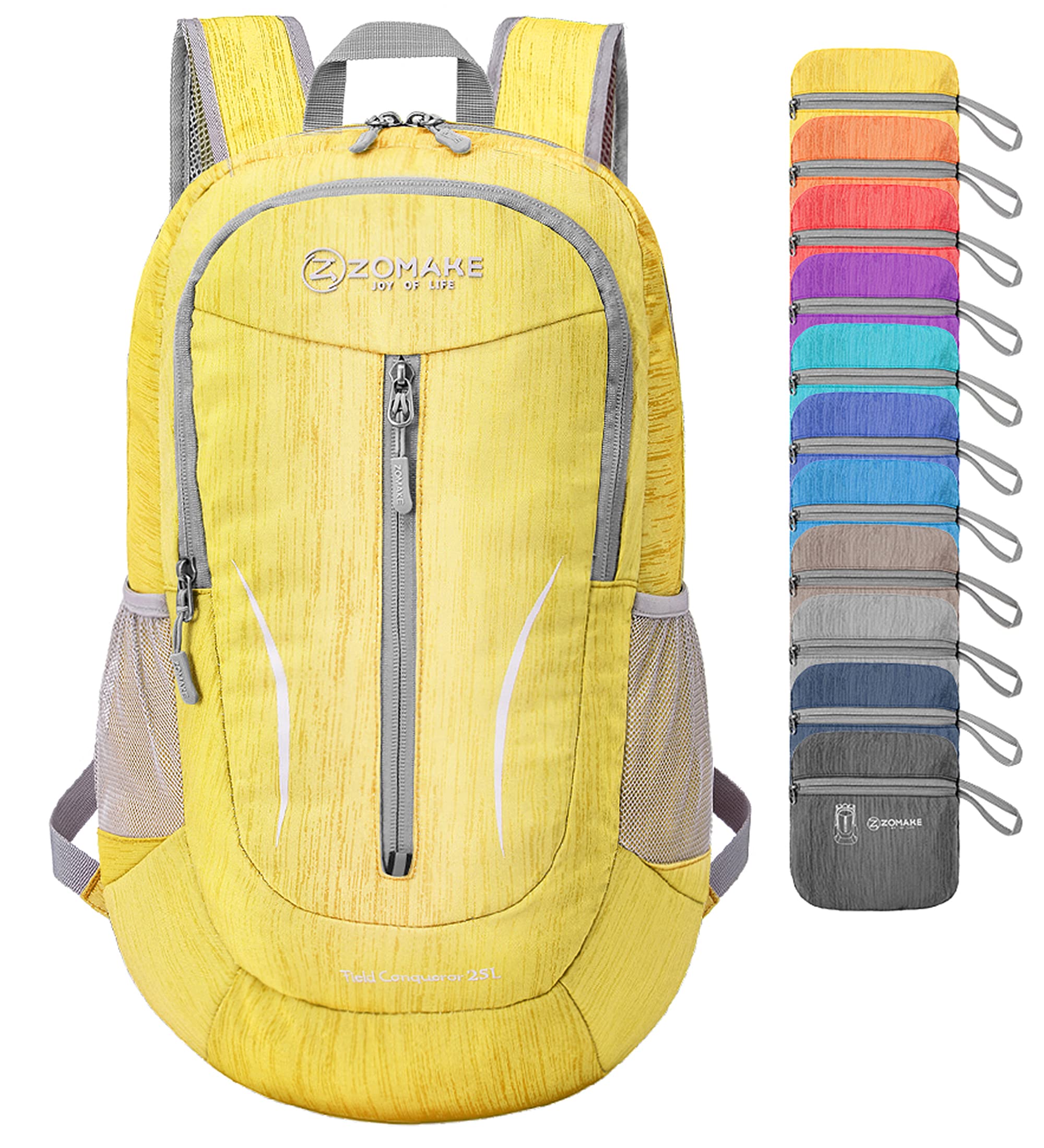 ZOMAKE Foldable Backpack Lightweight 25L - Packable Small Backpacks Water Resistant,Hiking Backpack for Outdoor Travel Walking,Camping(Yellow)