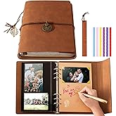 Travel Scrapbook Album Waterproof Photo Album with Writing Space 64 Pages Self Adhesive & 40 Journaling Pages DIY Memory Photo Book Photo Scrapbook Album Kit for Wedding Family Vacation