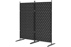 HUMINBO 2 Panel Room Divider for Room Separation - Wall Partition Rooms Dividers and Folding Privacy Screens Indoor Small Devider Black Fresstanding Portable Separator Space Screen Partitions