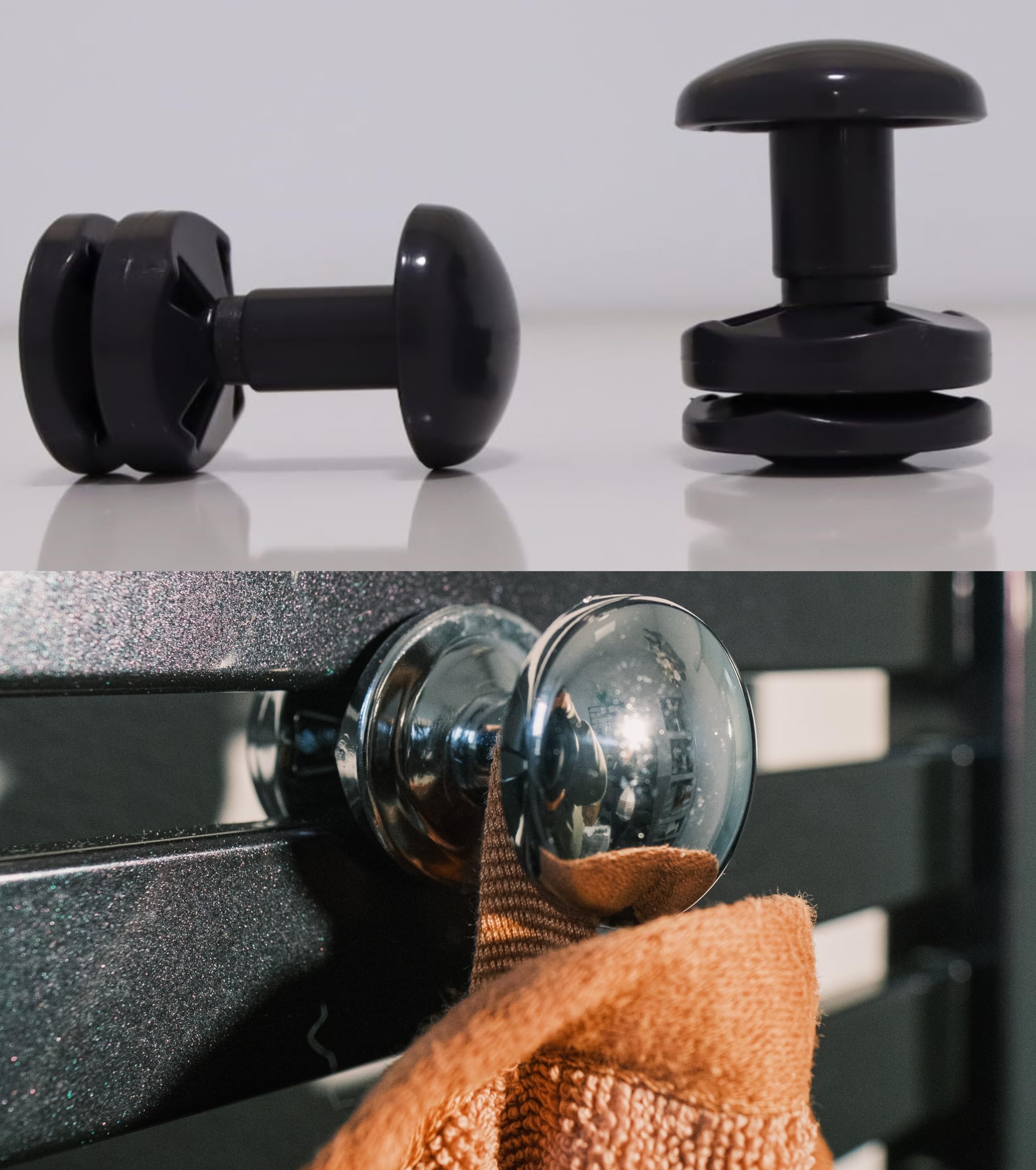 anapont Towel Rail Towel Knob – White – Chrome – Black – Towel Hook Bathrobe Holder for Radiator Bathroom Radiator Set of 2 (Black, Type 1)