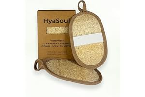 HyaSoul Dual-Sided Vietnamese Natural Loofah Body Scrubber (2 pack) – Plant-Based Exfoliating Shower Sponge, Eco-Friendly Luf
