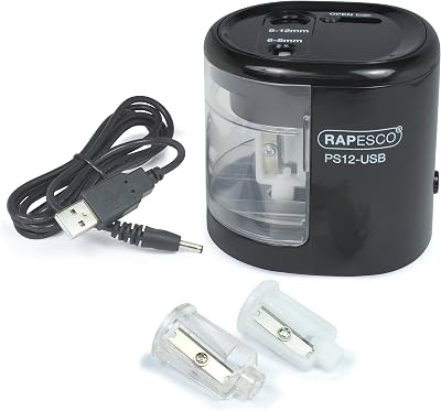 Rapesco 1449 PS12 USB Automatic Pencil Sharpener Black