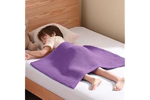 Guohaoi Knitted Weighted Lap Pad (Purple 20"x30" 2lbs) No Beads Cooling Weighted Blanket Kids for Nap, Breathable Chunky Knit