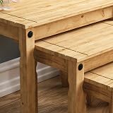 Vida Designs Corona Nest of Tables Rectangular Waxed Pine Rustic 28.5 x 60 x 50 view 5