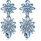 BriLove Gorgeous Shiny Rhinestones Marquise Teardrop Cluster Dangle Earrings for Women Wedding Party Prom Jewelry Accessory