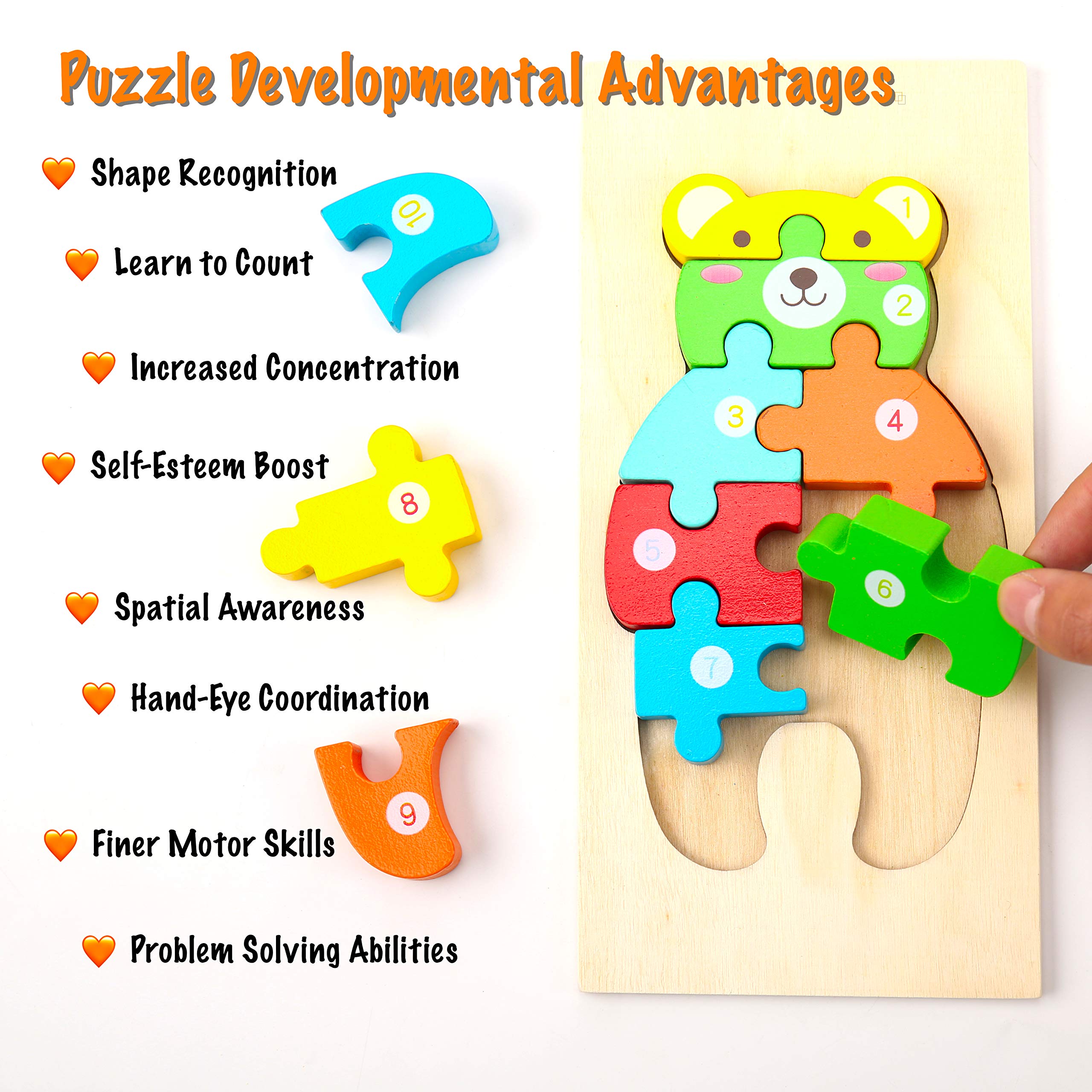 Montessori Mama Wooden Toddler Puzzles for Kids Ages 2-4, Montessori Toys for 3 Year Old, Animal Toddlers Toys Ages, 4-Pack Learning Toddler Puzzle