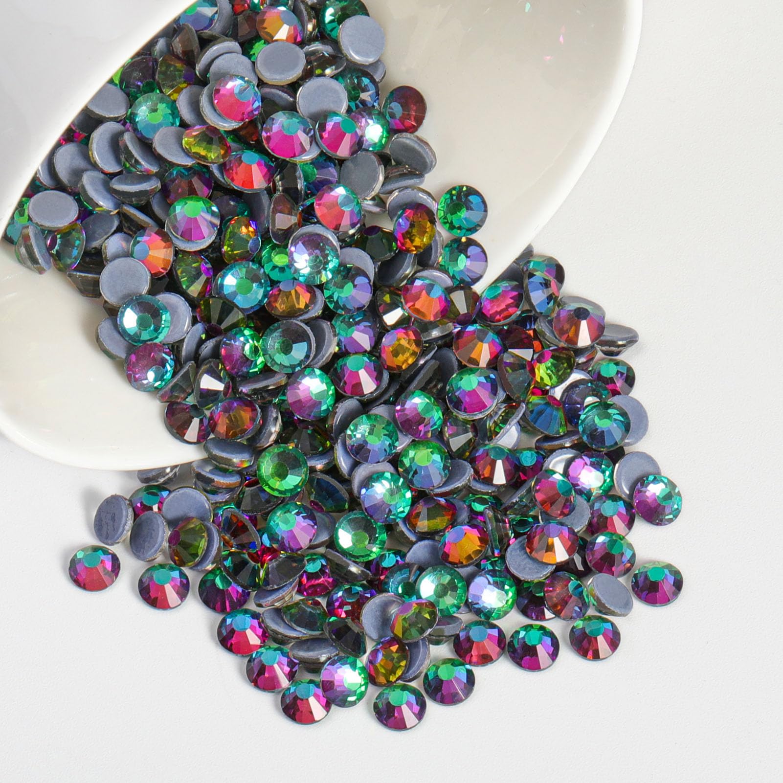 Beadsland Hotfix Rhinestones, 1440pcs Flatback Crystal Rhinestones for Crafts Clothes DIY Decorations, Green Volcano, SS20, 4.6-4.8mm — image 1