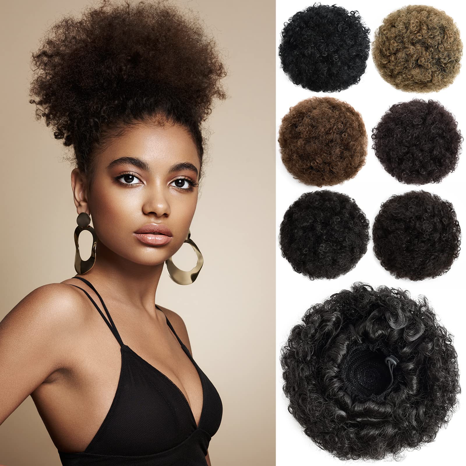 YAMEL Afro Puff Drawstring Ponytail Large Bun Extensions Synthetic Updo Hair Pieces for Black Women — image 1