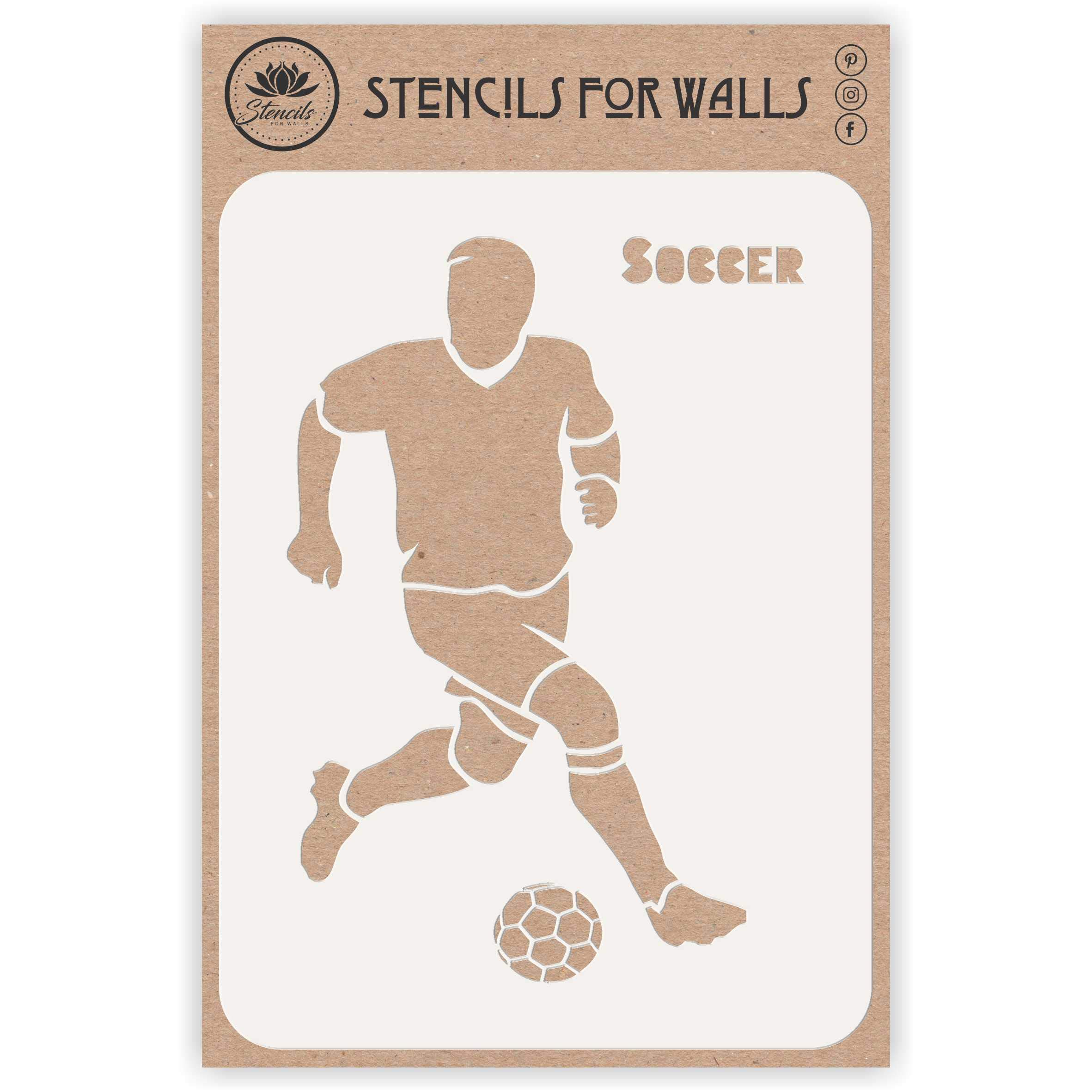 Soccer Stencil, 16.51 x 22.86 cm (M) - Athlete UK Football Soccer Player Ball Word Quote Stencils Template for Painting