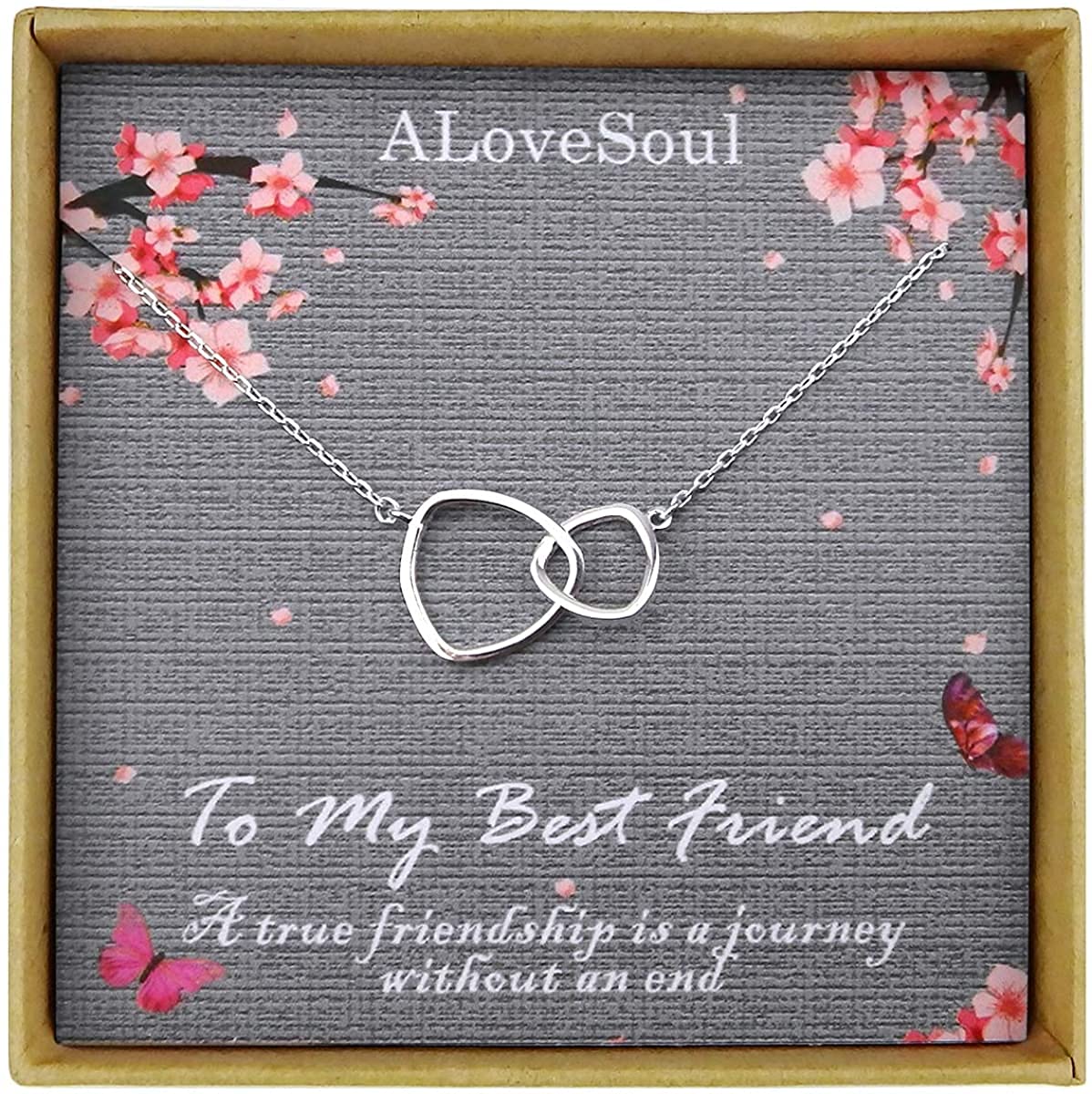 ALoveSoul Best Friends Necklace - Sterling Silver Two Interlocking Infinity Double Triangle Circles Friendship Necklace Friendship Gifts for Women Birthday Gift