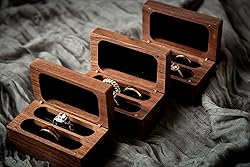 MUUJEE Quad Walnut Wood Ring Box - Ring Storage for