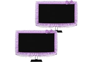 ReignSword 2 Pack Cute Computer Monitor Cover, 23''-26'' Elastic Monitor Dust Cover with Bow Knot, Lovely Monitor Accessories