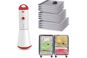 HOMOH Travel Vacuum Storage Bags with Rechargeable USB Pump, 12 Pack Carry-On Size Compression Packing Bags for Luggage and Suitcase, Space Saver for Clothes and Clothing Travel