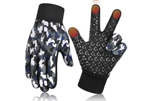 AOTOW Kids Winter Warm Sports Gloves - Cold Weather Thermal Snow Bike Touch Screen Children Mittens Boys Girls